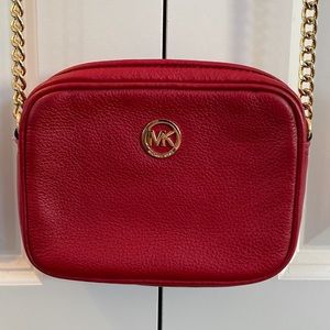 Michael Kors Red Crossbody with Gold Chain